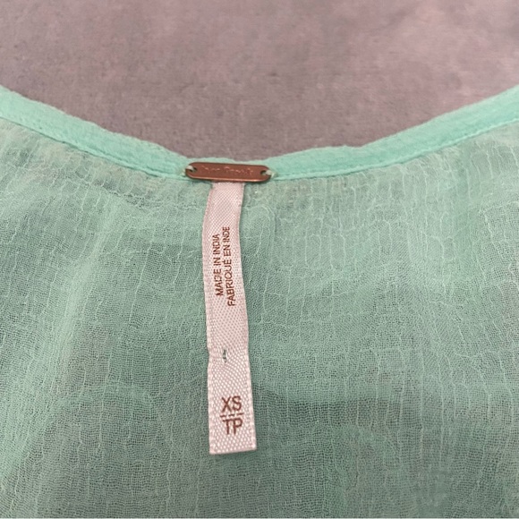 Free People Mint Green Embroidered Top - Picture 8 of 12